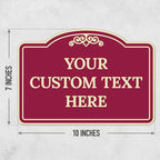 Custom Decorative Sign, Personalized Metal Sign for Driveway, Home, Airbnb, Door Plaque, Burgundy Background Sign, 7x10 Inches, ACM, Fade Resistant, Made in USA by Sigo Signs