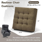 TANYOO Recliner Cushion for Elderly - Patented Dual Seat Cushion for Sagging Recliner Replacement Booster Cushion for Easy Get Up from Chair, Sofa & Couch, Relieves Long-Sitting Pain 20x20x5 Brown
