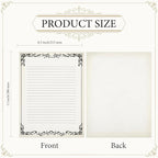 Sabary 200 Sheets Lined Stationary Writing Paper 8.5 x 11 Inch Fancy Vintage Stationery Letters Paper Lined Antique Retro Sheets for Letters Invitations Resume(Black)