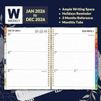 SUNEE 2026 Weekly and Monthly Planner - from January 2026 - December 2026, Daily Agenda Planner with Monthly Tab, Flexible Cover, Note Pages, Pockets, Bookmark, Spiral Binding, Vintage Floral, 8.5"x11"
