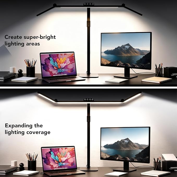 Galnolt LED Desk Lamp for Home Office with Base, 28.2" Adjustable Gooseneck Swing Arm Ultra Bright Desk Light, Dimmable Architect Table lamp for Desktop Computer Light, Reading, Study, Workbench