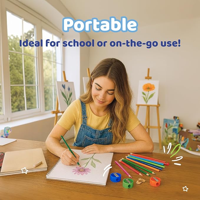 Neliblu Pencil Sharpeners - Plastic Pencil Sharpener for Kids with Metal Blades - Portable and Colored Manual Pencil Sharpener - Back to School Essential - Bulk Pack of 120