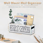 Crushed Diamond Mail Organizer, Crystal Mail Organizer Countertop, Mirror Letter Holder, Mail Tray, Mail Holder Box for Desk, Mail Holder for Wall