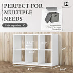 CAPHAUS Sturdy Room 13-Inch Cube Storage Organizer Shelf, with Extra Thick Exterior Edge, Open Storage Shelf Divider, Bookcase, 6-Cube / 8-Cube / 9-Cube, Colors Available in Rustic Grey Oak and White