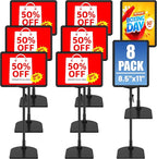 8Pack Sign Holder Stand for Display 8.5 x 11, Adjustable Poster Stand for Table Top & Floor, Floor Standing Sign Holder, Signage Stands for Business, Market, Retail, Store Display Stands