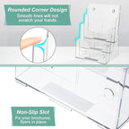 Argvey Acrylic Brochure Holder 8.5 x 11 inches, 3 Tier Clear Literature Holder with Removable Divider for Trifold 4 Inches Wide Pamphlet, Plastic Flyer Display Stand for Magazine, Document, Booklet