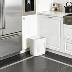 Polytree Bathroom Trash Can 1.8 Gallon(7 Liter) Small Kitchen Garbage Can,Decor Wastebasket for Bedroom Office,Resin Marble White