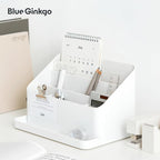 BLUE GINKGO Desk Organizer – Korean-Made Office Storage for Pens, Notes, Mail, and Supplies (Prussian Blue)