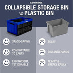 CleverMade Collapsible Storage Bins - Tan 3 Pack 62L - Stackable Containers Heavy Duty Capacity Folding Crates - Space-Saving for Home