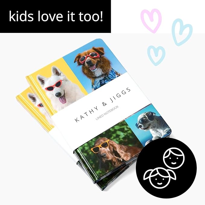 Kathy & Jiggs: Cool Dog A5 Lined Journal 160 Pages, 5.8 X 8.4 Hardcover Notebook, College Ruled: Cute Aesthetic Gifts for Dog Mom, Dads, Kids, Animal Lovers, Men, Women, Note Book, Diary, Journaling