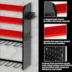 KAFAHOM Power Tool Organizer, Large 8 Drill Holder Wall Mount with 2 Side Pegboards,5 Layer Heavy Duty Metal Tool Storage Rack, Tool Shelf for Garage Organization, Utility Battery Shelves - Red