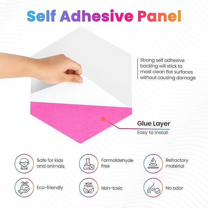 Acoustic Panels 12 Pack Soundproof Wall Panels, 14" X 12" X 0.4" Sound Proof Panles, High-Density Wall Decoration Sound Absorbing Panel, Hexagon Wall Panel for Home Office with Self-Adhesive (Pink)
