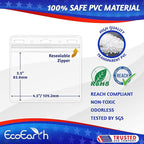EcoEarth - Horizontal Card Protector w/Soft Edge - Sealable 4x3 Inch, Clear, 50 Pack - Waterproof ID Badge Holder - Plastic Name Tag Holder Bulk