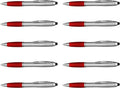 DISCOUNT PROMOS Stylus Ballpoint Pens Set of 10, Bulk Pack - Black Ink, Great for Office, School, Business, Tradeshows, Events - Red