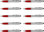 DISCOUNT PROMOS Stylus Ballpoint Pens Set of 10, Bulk Pack - Black Ink, Great for Office, School, Business, Tradeshows, Events - Red