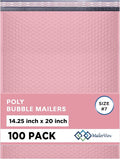 Light Pink Extra Large Poly Bubble Mailers 14.25x20 inch #7 | Self Seal Large Padded Envelopes | Air Cushioned Bubble Mailer | Usable Size 14.25x19 Lightweight Mailing Shipping Bags| 100 Pack Bulk