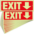 iSYFIX Exit Signs with Directional Down Arrow - 12 Pack 12x4 Inch Glow in the Dark for Business, School, Office, Warehouse - Durable 40 Mil Polystyrene, UV Laminated, Waterproof, Scratch & Fade Resistant