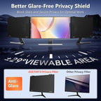 JEEETINTX Magnetic Computer Privacy Screen Filter 24 Inch for Frameless Monitor Thin Bezel 16:9 Widescreen, Hanging Removable Anti Glare Blue Light Privacy Shield Protector Eye Protection