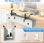 KIGJU Under Desk Cable Management Tray, 30-inch No-Drill Cord Organizer with Anti-Sag Reinforced Base, Fabric Wire Management Hider for Standing Desk, Office & Gaming Accessories - Grey