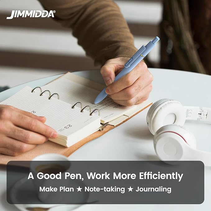 JIMMIDDA 8Pcs Black Gel Pens - 0.7mm Medium Point Black Ink Pens | Smooth Writing - Quick Drying Retractable Pen for Men Women (Morandi - 8Pcs)