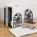 Personalized Name Book Ends Metal, Heavy Duty Bookends for Shelves Decorative, Dinosaur Non-Slip Book Stopper, Modern Bookshelf Decor for Home Office Desk, Gifts for Readers Color08