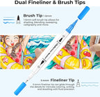 Ohuhu Markers for Adult Coloring Books No Bleeding 100 Colors Water-based Dual Tips Fineliner & Brush Coloring Markers for Kids Adults Beginners Drawing Pens for Journaling Lettering - Maui - White