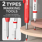 Nicpro 2 Pack CP1000 Carpenter Pencil with Sharpener, Mechanical Carpenter Pencils with 26 Refills, Deep Hole Long Nib Marker Pens for Construction, Heavy Duty Woodworking Pencil for Architect Marking