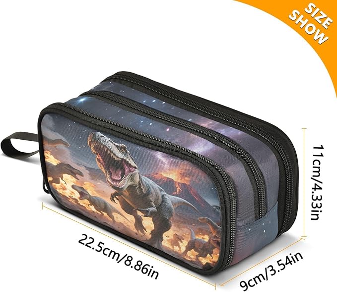 BOENLE Dinosaurs Roar Pencil Case Box Boys Girls Large Pencil Pouch with Zipper Compartments Big Capacity Stationery Pen Bag Organizer for Kids Teens Adults School