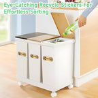 3PCS Recycle Stickers for Trash Bins, Self-Adhesive Waterproof Brushed Gold Trash Compost and Recycling Stickers for Trash Can, Kitchen, Office, Garbage Bin Indoor, Outdoor Use