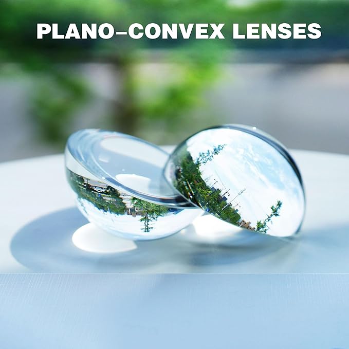 2Pcs 3.1inch Crystal Dome Magnifying Paperweight, Clear Distortion-Free Optics Convex Lens Set for Physics Classroom Home Decor, Paper Weights for Outdoor Events