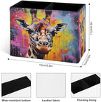 Famame Graffiti Vintage Giraffe Pencil Holder for Desk, Leather Desktop Container Pen Cup Storage Study Table Pen Organizer Makeup Brush Holder for Classroom Office Home