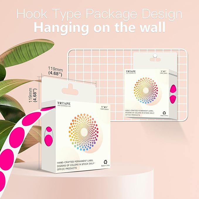 1 Inch Round Color Coding Labels, 1000 PCS Per Roll Fluorescent Pink Color Coded Dot Stickers, Round Color Dot Labels for Organizing, Filing, and Storage