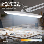 Neatfi XL 2,200 Lumens LED Desk Lamp with Clamp, 24W Bright Architect Task Lamp, 20 Inches Dimmable Computer Light, Adjustable Desk Light for Home, Office, Crafts, Nails & Hobbies (Non-CCT, White)
