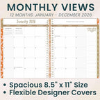 bloom daily planners 2026 Planner (January to December) - 8.5” x 11” Weekly & Monthly Dated Agenda Organizer Book with Stickers & Tabs - Flexible Soft Cover - Moments of Grace