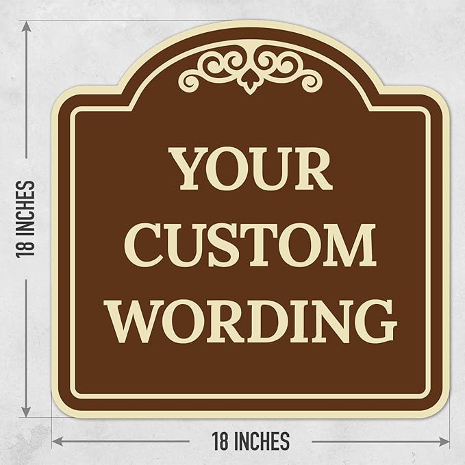 Custom Decorative Sign, Personalized Metal Sign for Business, Driveway, Home, Airbnb, Office Door Plaque, Brown Background Sign, 18x18 Inches, ACM, Fade Resistant, Made in USA by Sigo Signs