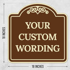 Custom Decorative Sign, Personalized Metal Sign for Business, Driveway, Home, Airbnb, Office Door Plaque, Brown Background Sign, 18x18 Inches, ACM, Fade Resistant, Made in USA by Sigo Signs