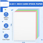 200 Sheets Colored Cardstock 8.5 x 11, Heavyweight Cover Cardstock Printer Paper 8.5 x 11, 190 gsm Card Stock Paper for DIY, Professional Printing, Wedding Invitations, Office Cards & Crafts