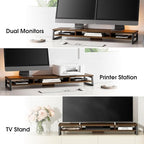 Fenge Dual Monitor Stand for Desk, 42.5in Large Monitor Riser for 2 Monitors, 2 Tier Computer Office Desk Top Shelf, Desktop Storage Stand for Laptop, PC, Computer, Printer