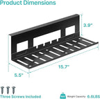 PEGZONE Under Desk Cable Management Tray, 15.7 Inches Metal Cord Organizer Rack, Desk Tray for Power Strip, Cord, Wire, Easy Mounting Cable Management Under Table for Home Office, Black