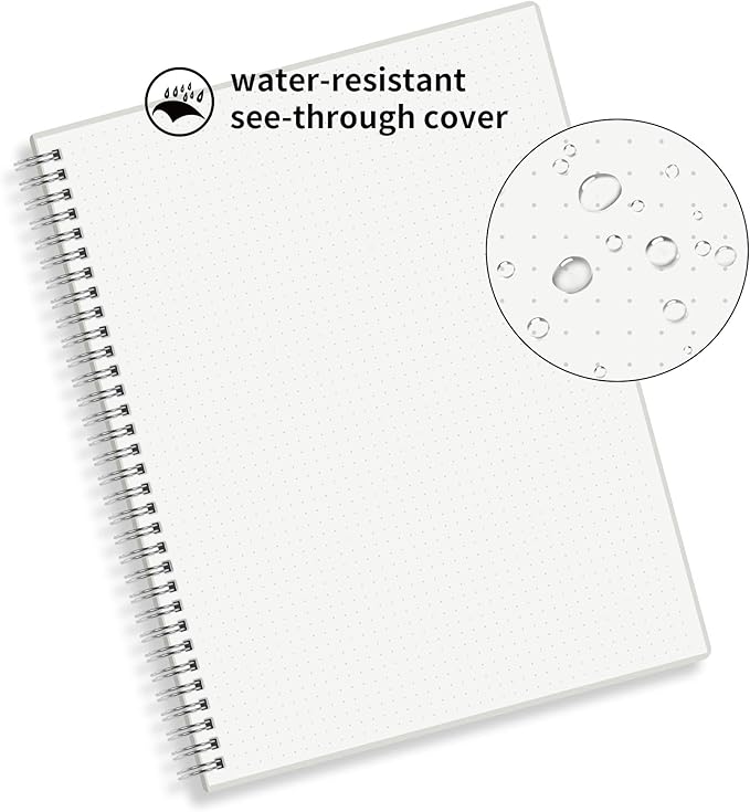 HULYTRAAT Large Dot Grid Spiral Notebook, 8.5" x 11", Premium 100gsm Ivory White Paper, Sturdy See-Through Cover, 128 Dotted Pages per Notebook(2 Pack) for Home, School, Office, Artist Writing/Drawing