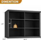Rresyet 47.2" Wide Bookcase, 3-Tier Bookshelf Open Storage, 37" Tall Floor Standing Indoor Furniture, Book Cases for Home School Library Office Bedroom Kids, Black