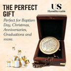 US HANDICRAFTS Brass Compass with Wooden Case | Engraved Compass from Mom to Son | Graduation Gift, Birthday, Inspirational Travel Keepsake