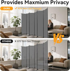Room Divider (6 Panel) Wall Divider for Room Separation, 132 inch Wide Portable Privacy Screens W/Wheels, Metal Frame Freestanding Room Separators 5.6FT Room Partitions and Dividers