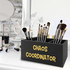 XPH Chaos Coordinator Black Yellow Pen Pencil Holder Organizer for Desk, Thank You Gifts for Women Men Coworkers Boss Leader Manager, Appreciation Gifts Wooden Box Sign for Desk Tabletop Decorations