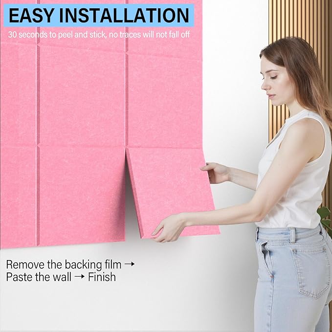 Baysola Large Cork Boards for Walls – 48" x 36" Self Adhesive Felt Wall Tiles, Ideal for Office Wall Organizing Bulletin Board, Easy to Install Cork Boards Felt Board