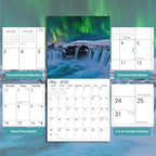 2026 Wall Calendar, Aurora Wall calendar 2026, 12" x 24" Opened, Thick Glossy Paper, Home and Office Organizer