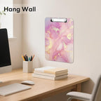 Luminzo Plastic Cute Clipboard Low-Profile Metal Clip, A4 Letter Size 9 x 12.5 in, 8.5 x 11 Paper Clip Board for Teachers, Nurses, Classroom,Pink Gold Marble