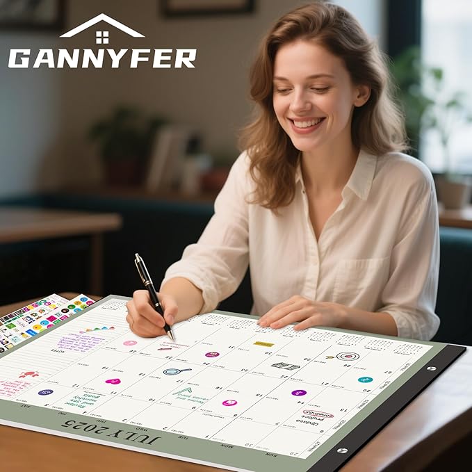 Gannyfer Desk Calendar 2026, Large 2026 Desk Calendar 22" x 17", Now - Dec 2026, 18 Monthly Academic Desktop Calendar with To-Do List and Notes, Plastic Cover, Thick Paper, 2026 Calendar for Planning and Organizing(6 Stickers)