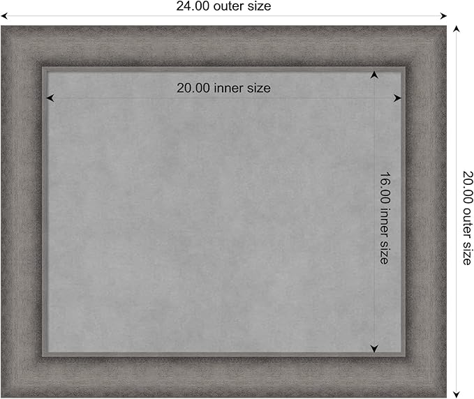 Amanti Art Grey Framed Magnetic Board 20x24 Small Vision Board for use with Magnets, 100% Metal Sheet to Display Items as Office Decor or for Home Organization in mudroom, Kitchen or Kids Room