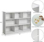Onirw 3-Tier Bookshelf, 8-Section Wooden Bookcase, Storage Organizer with Anti-Tilt Device, Modern Storage Display Cabinet for Living Room, Classroom, Kid’s Room (White)